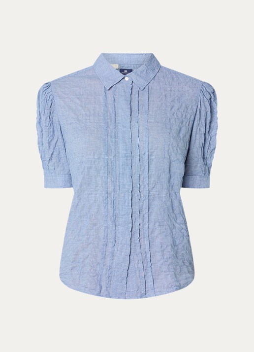 Levi's Blouse in zijdeblend met pied-de-poule dessin  - voorkant staalblauw
