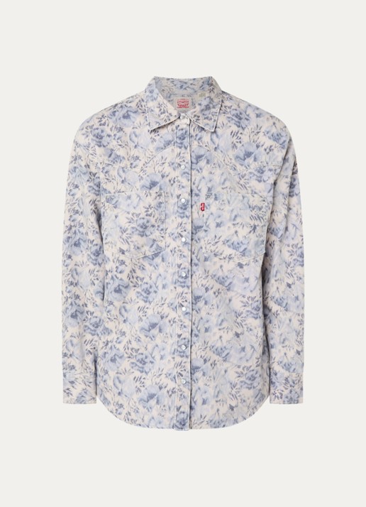 Levi's Blouse  met bloemenprint - voorkant 3 donkerblauw
