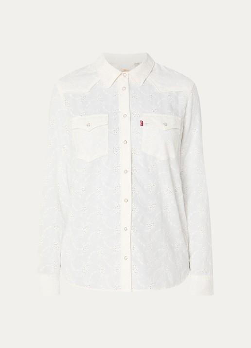 Levi's Blouse met broderie en borstzakken - voorkant beige