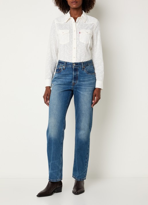 Levi's Blouse met broderie en borstzakken - voorkant 2 beige