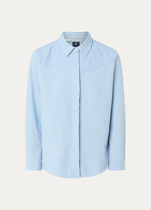 Levi's Blouse van chambray - voorkant 2 lichtblauw