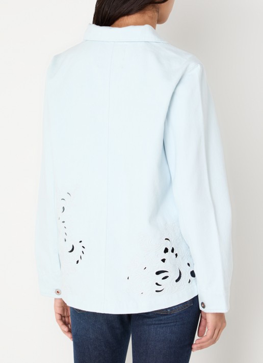 Levi's Blouse van denim met broderie en borstzak - achterkant 3 lichtblauw