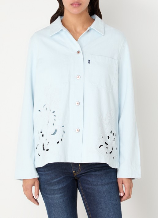 Levi's Blouse van denim met broderie en borstzak