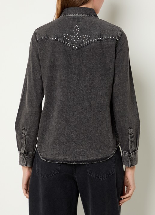 Levi's Blouse van denim met strass - achterkant 4 zwart