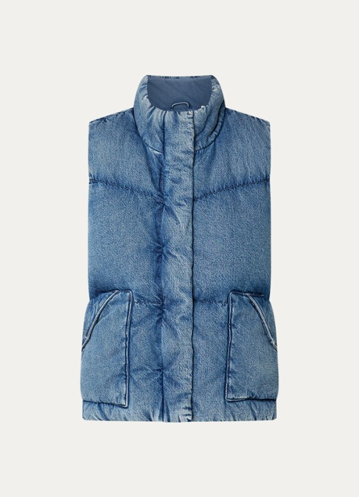 Levi's Bodywarmer van denim met donsvulling - voorkant donkerblauw