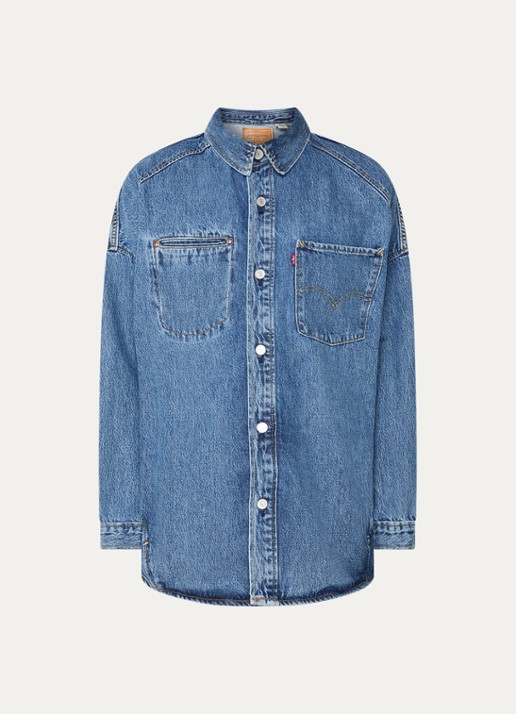 Levi's Bodywarmer van denim met donsvulling - voorkant indigo