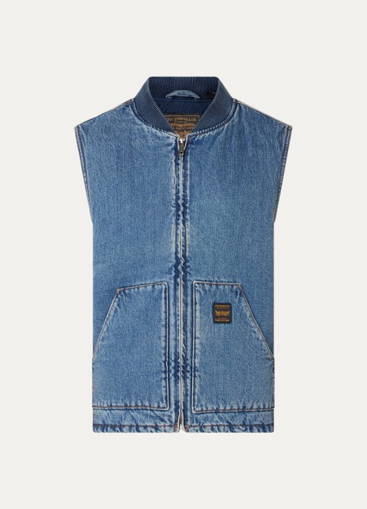 Levi's Bodywarmer van denim met steekzakken - voorkant indigo