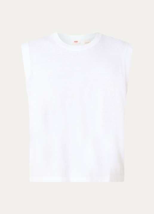 Levi's Boxy mouwloze T-shirt  - voorkant wit