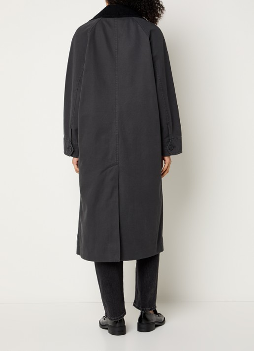Levi's Bree Barn double-breasted trenchcoat met details van corduroy - achterkant antraciet