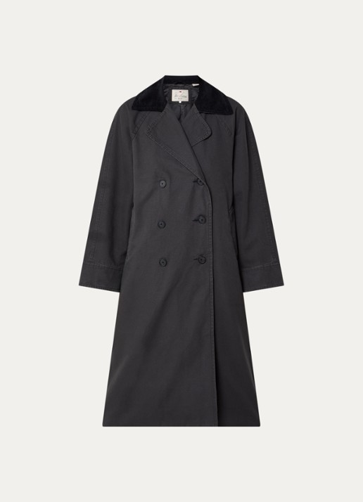 Levi's Bree Barn double-breasted trenchcoat met details van corduroy - voorkant 2 antraciet