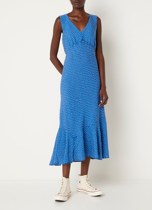 Levi's Brita maxi jurk met strikceintuur - detail lichtblauw