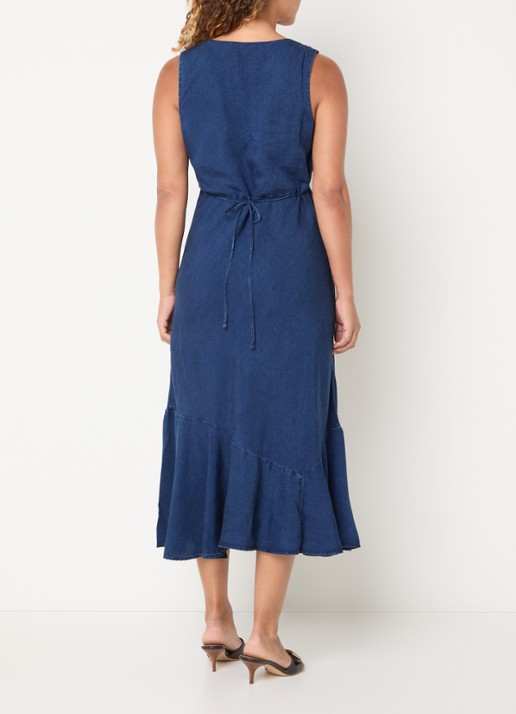 Levi's Brita midi jurk van denim met V-hals - achterkant 3 indigo