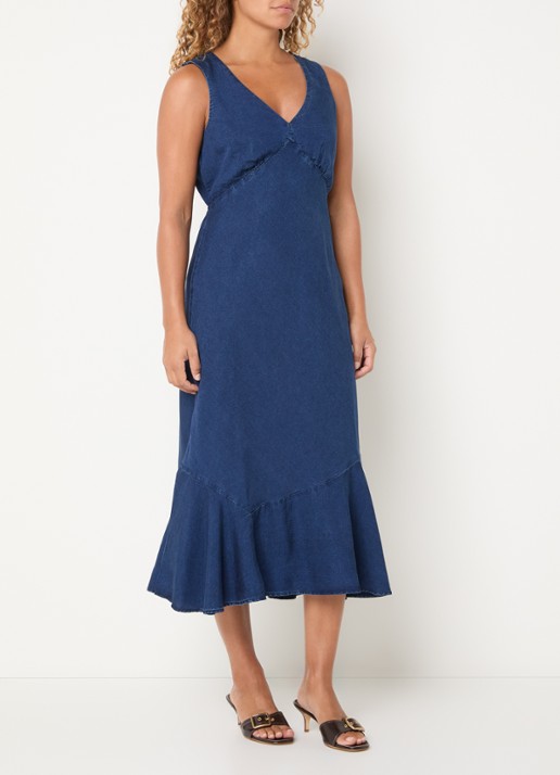 Levi's Brita midi jurk van denim met V-hals - detail 4 indigo