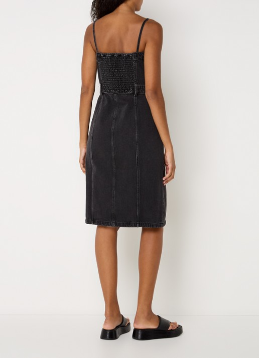 Levi's Bustier midi denim jurk - achterkant 4 zwart