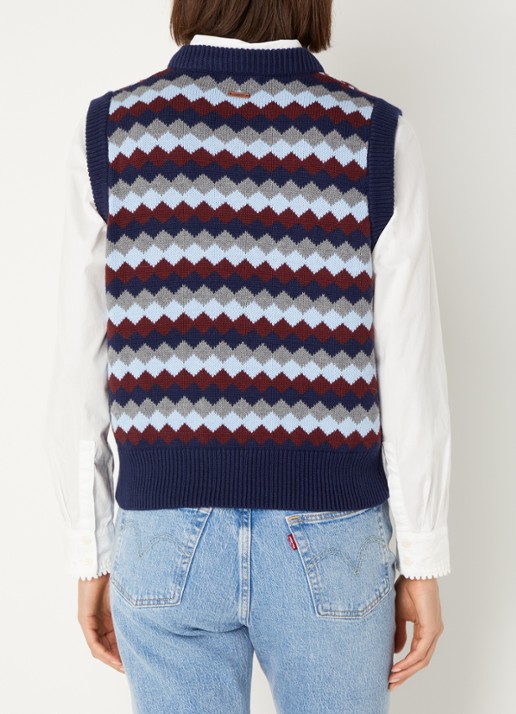 Levi's Charlie fijngebreide spencer in wolblend - achterkant donkerblauw