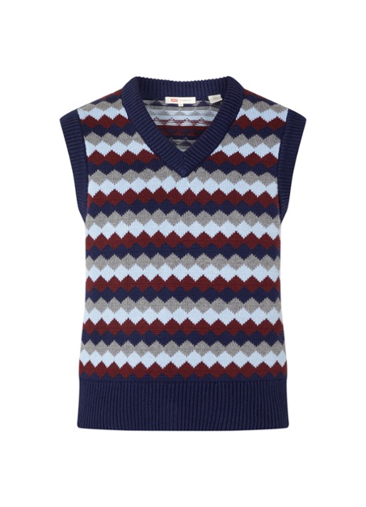 Levi's Charlie fijngebreide spencer in wolblend - voorkant 2 donkerblauw