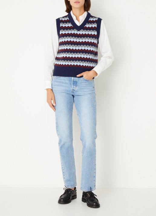 Levi's Charlie fijngebreide spencer in wolblend - voorkant 3 donkerblauw
