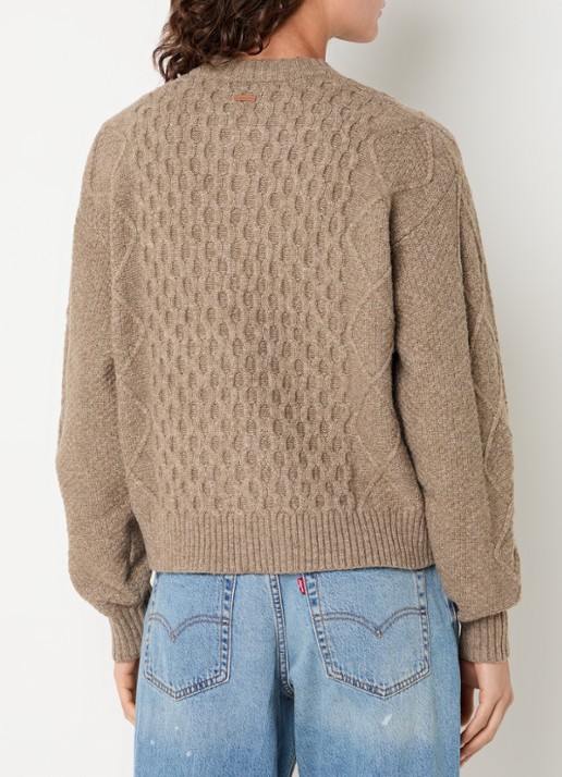 Levi's Charlotte kabelgebreid vest in wolblend - achterkant 3 beige