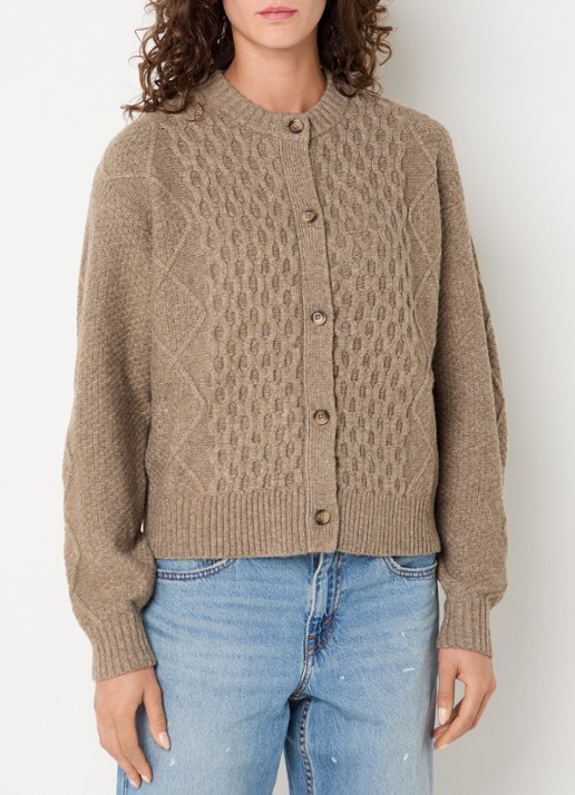Levi's Charlotte kabelgebreid vest in wolblend - detail 4 beige