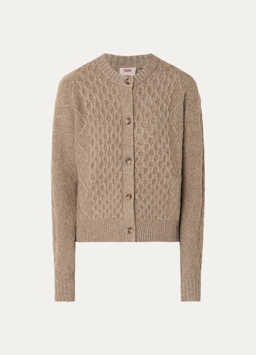 Levi's Charlotte kabelgebreid vest in wolblend - voorkant beige