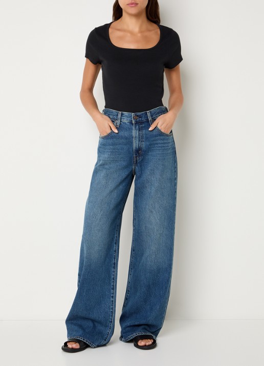 Levi's Cinch high waist wide leg jeans met donkere wassing - voorkant 5 indigo