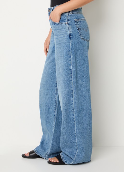 Levi's Cinch high waist wide leg jeans met medium wassing - detail 2 indigo