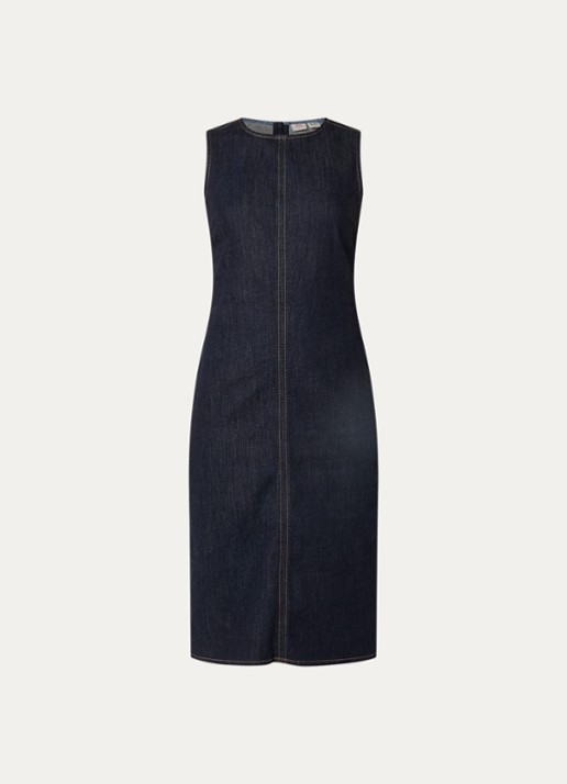 Levi's Column midi kokerjurk van denim  - voorkant 3 indigo