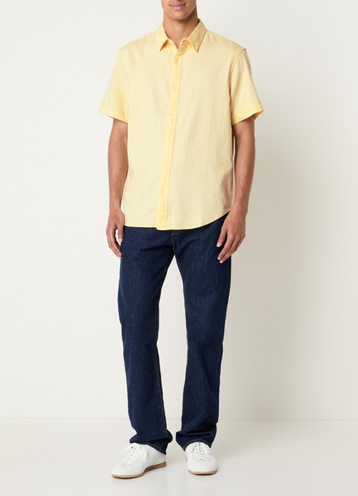 Levi's Comfort fit overhemd in linnenblend met structuur - voorkant 4 lichtgeel