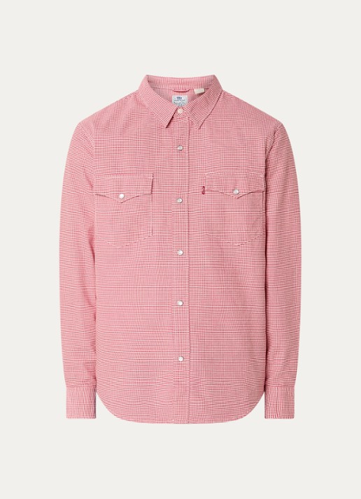 Levi's Comfort fit overshirt met pied-de-poule dessin - voorkant steenrood