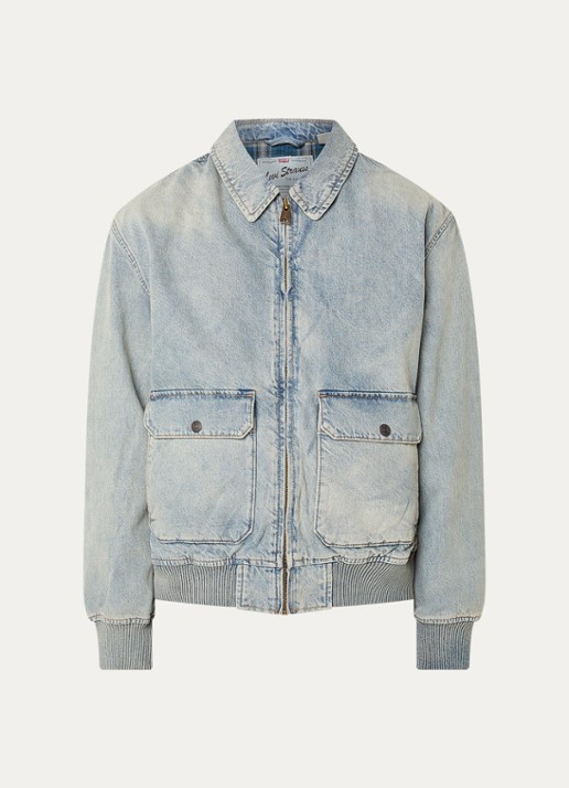 Levi's Cortland bomberjack van denim met klepzakken - voorkant 3 indigo