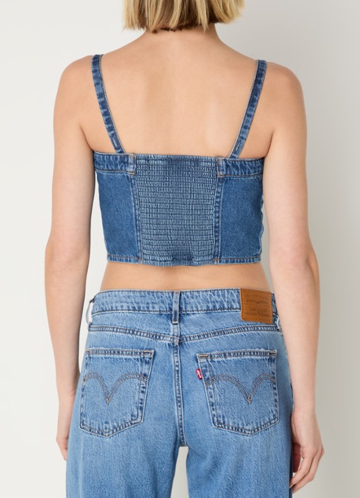 Levi's Crop top van denim met borstzakken - achterkant indigo