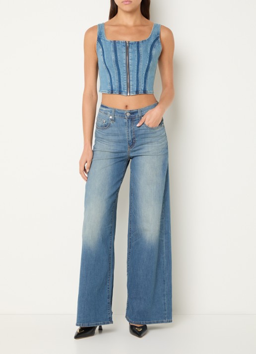 Levi's Crop top van denim - voorkant 2 indigo