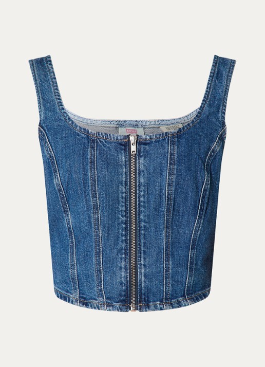 Levi's Crop top van denim - voorkant 2 indigo