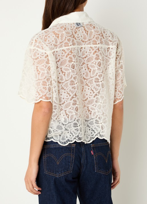 Levi's Cropped blouse van kant - achterkant 4 gebroken wit