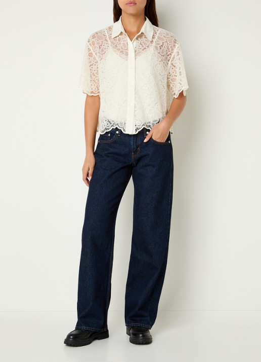 Levi's Cropped blouse van kant - voorkant 3 gebroken wit