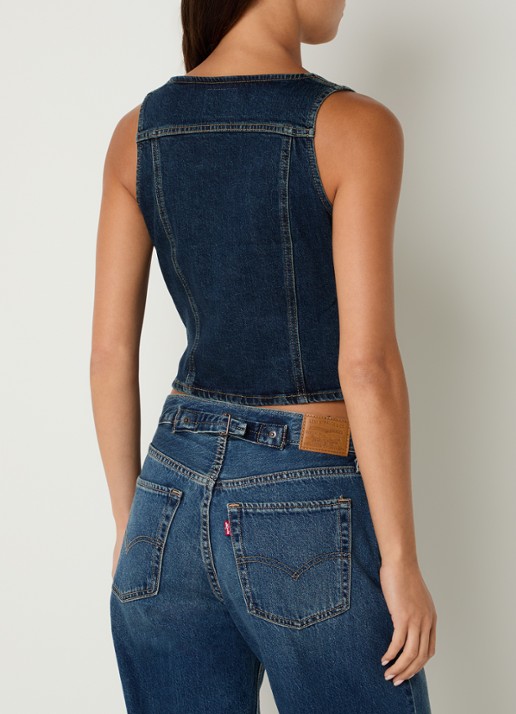 Levi's Cropped Gilet van denim met borstzakken - achterkant 4 indigo