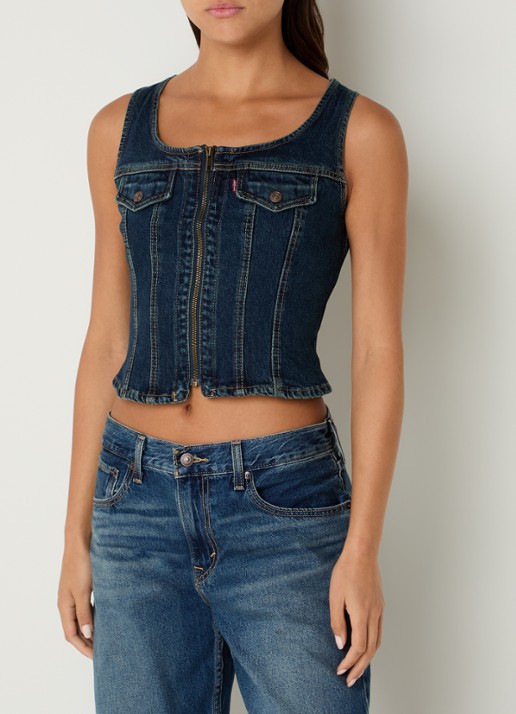 Levi's Cropped Gilet van denim met borstzakken