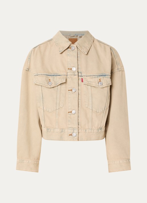 Levi's Cropped jack met verwassen afwerking - voorkant 2 beige