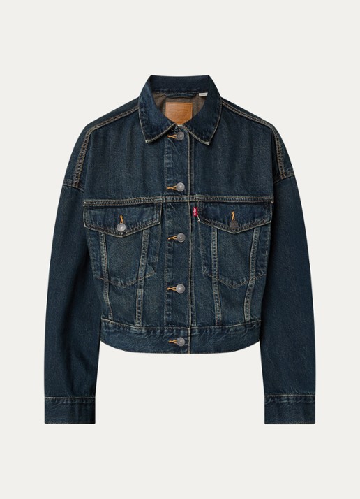 Levi's Cropped spijkerjas met klepzakken - voorkant 3 indigo