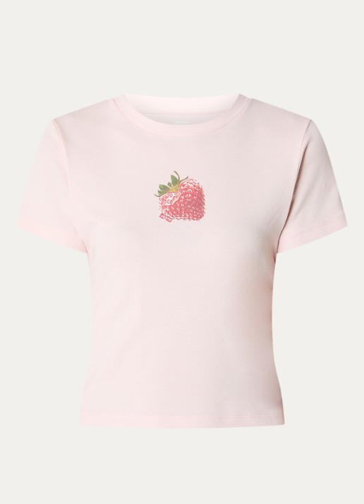 Levi's Cropped T-shirt met print - voorkant lichtroze