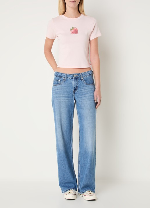 Levi's Cropped T-shirt met print - voorkant 2 lichtroze