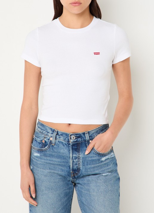 Levi's Cropped T-shirt met ribstructuur