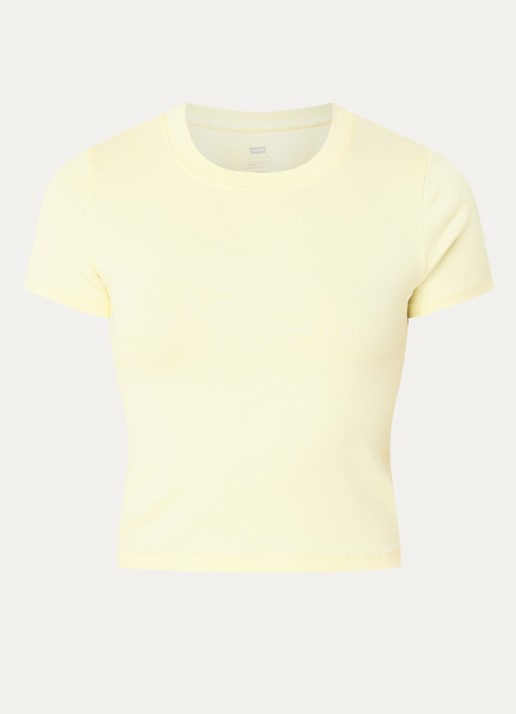 Levi's Cropped T-shirt met ronde hals - voorkant lichtgeel