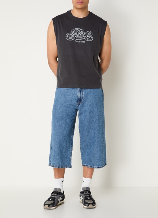 Levi's Cropped tanktop met strass - voorkant 2 antraciet