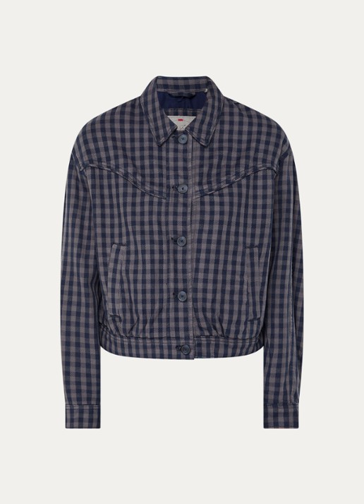 Levi's Dani overshirt met ruitdessin - voorkant 3 donkerblauw