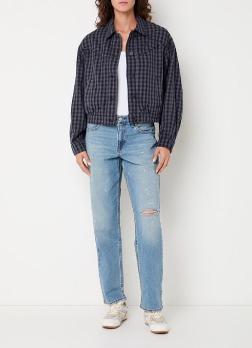 Levi's Dani overshirt met ruitdessin - voorkant 4 donkerblauw