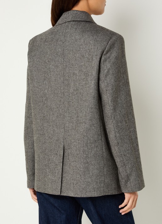 Levi's Double-breasted blazer in wolblend met klepzakken - achterkant 2 bruin
