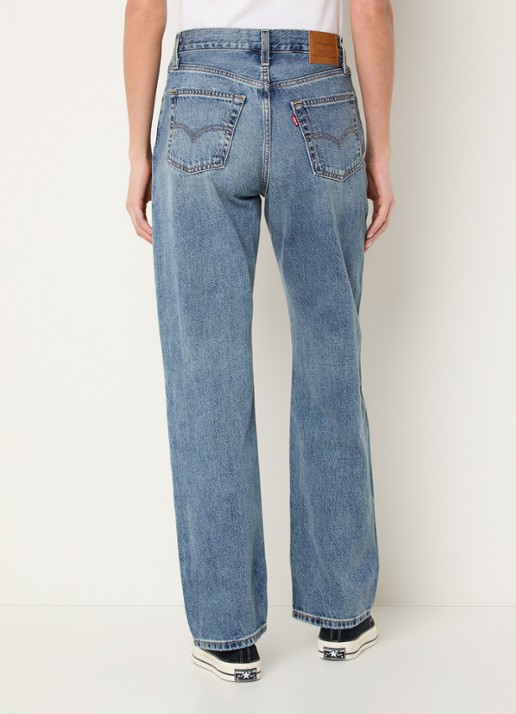 Levi's Easy Dad high waist straight leg jeans met destroyed afwerking - achterkant 3 indigo