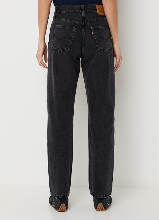 Levi's Easy Dad high waist straight leg jeans met gekleurde wassing - achterkant zwart