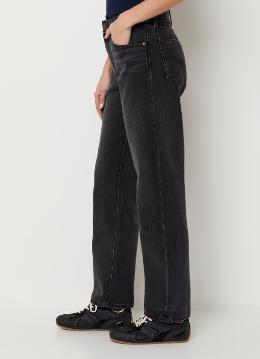 Levi's Easy Dad high waist straight leg jeans met gekleurde wassing - detail 5 zwart
